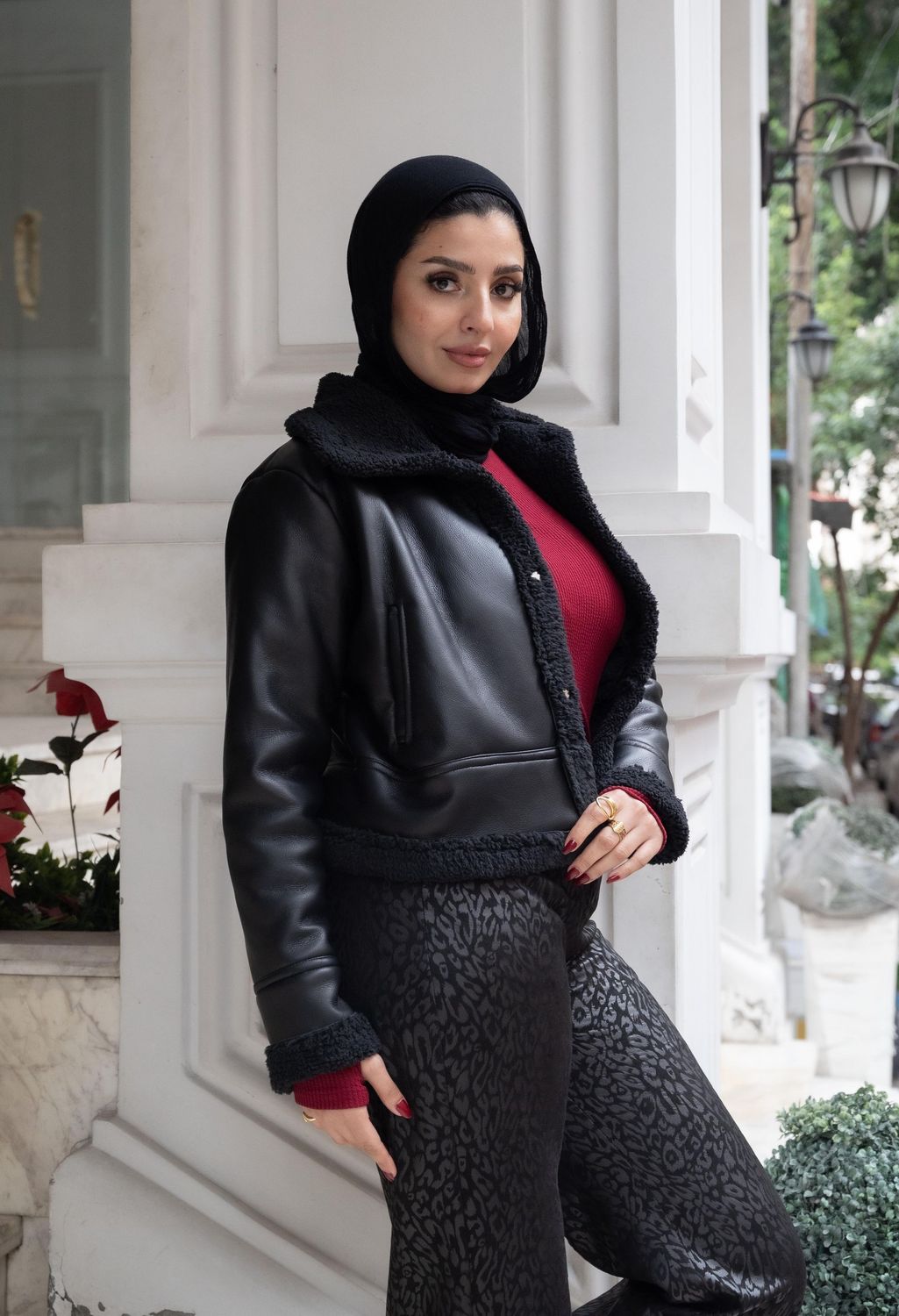 Black Sherpa Lined Leather Jacket