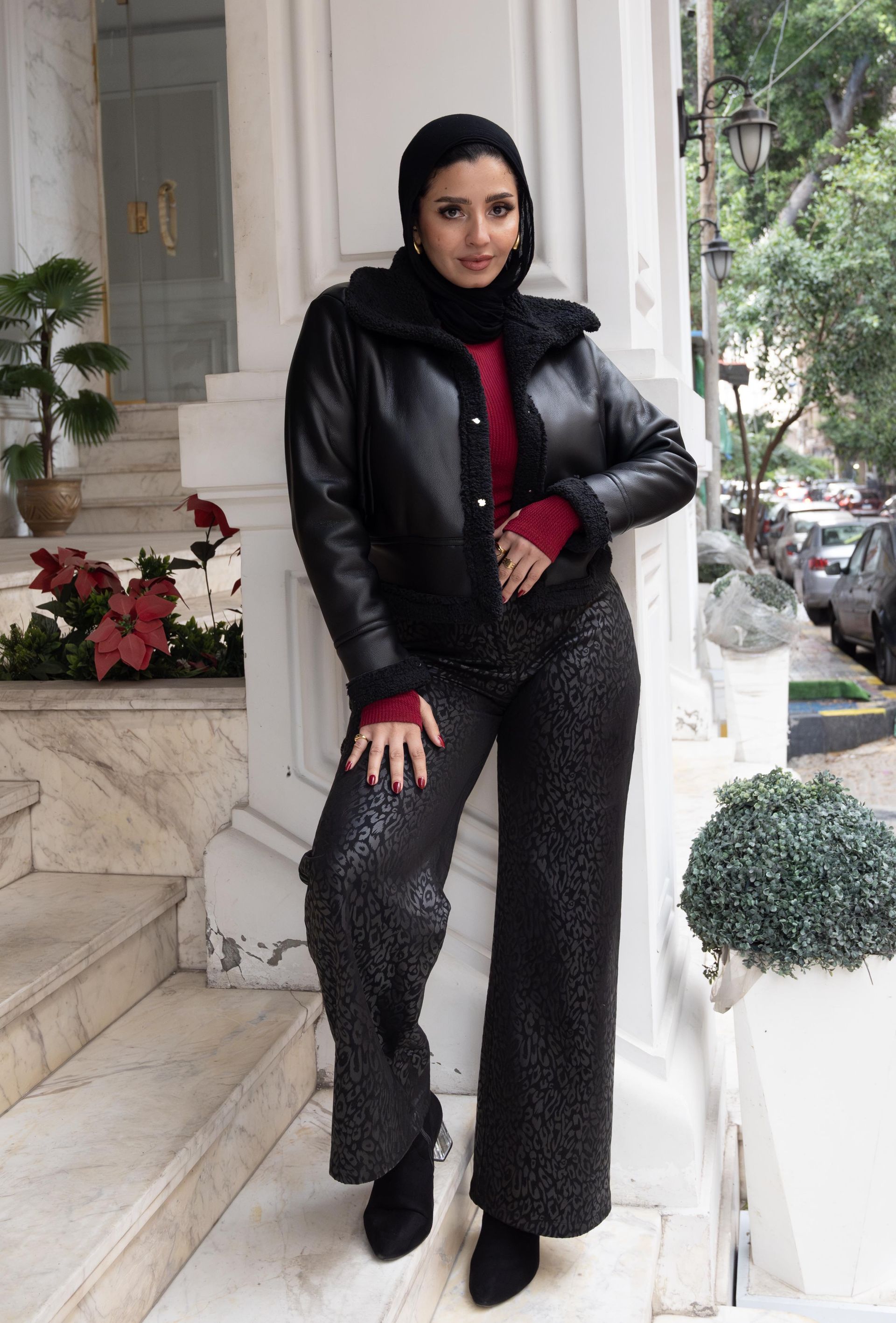 Black Sherpa Lined Leather Jacket