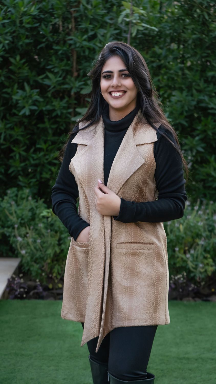 Warm Beige Em-Suede Vest