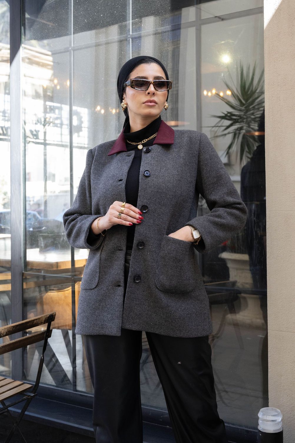 Ribbed Heather Grey Wool Jacket