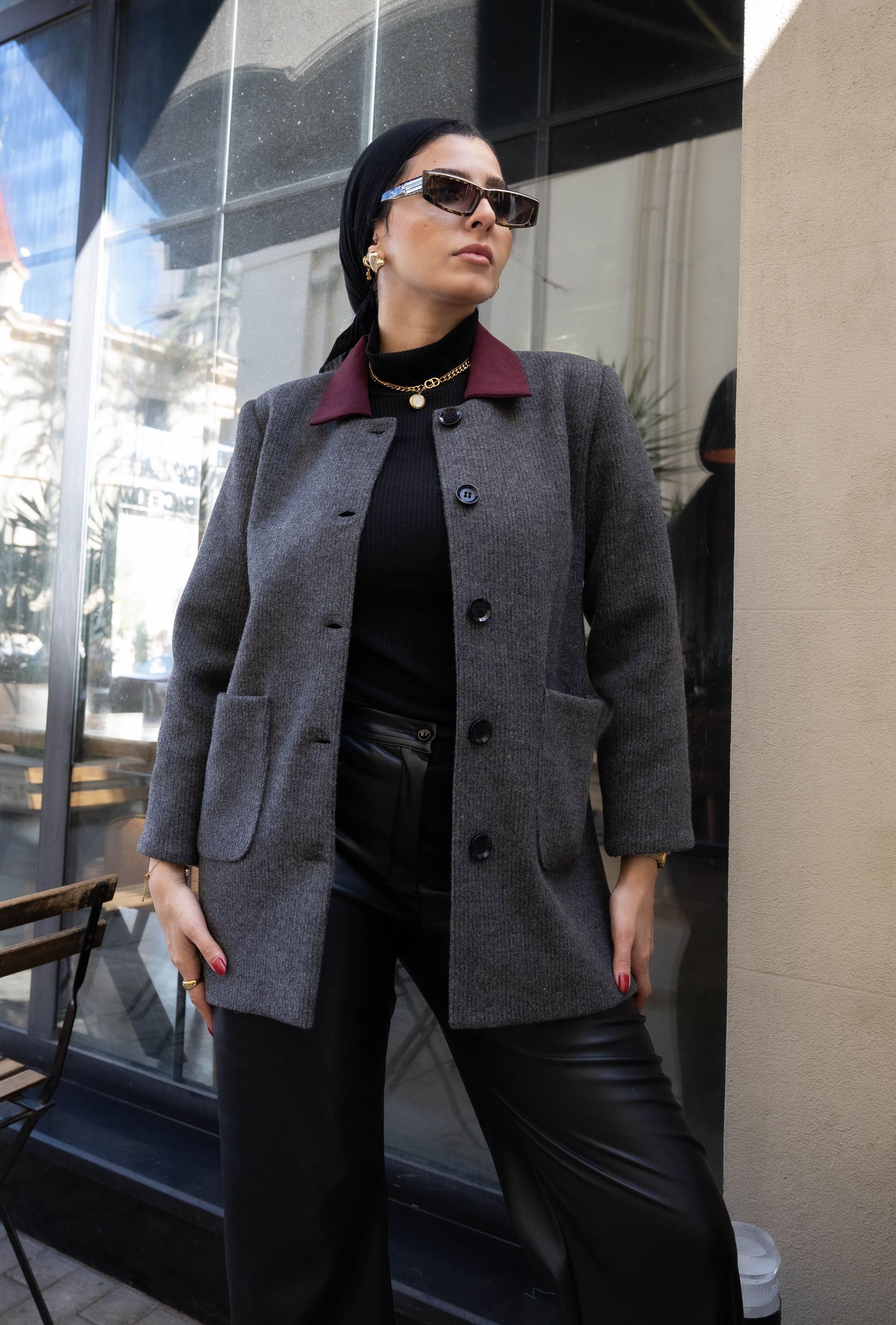 Ribbed Heather Grey Wool Jacket