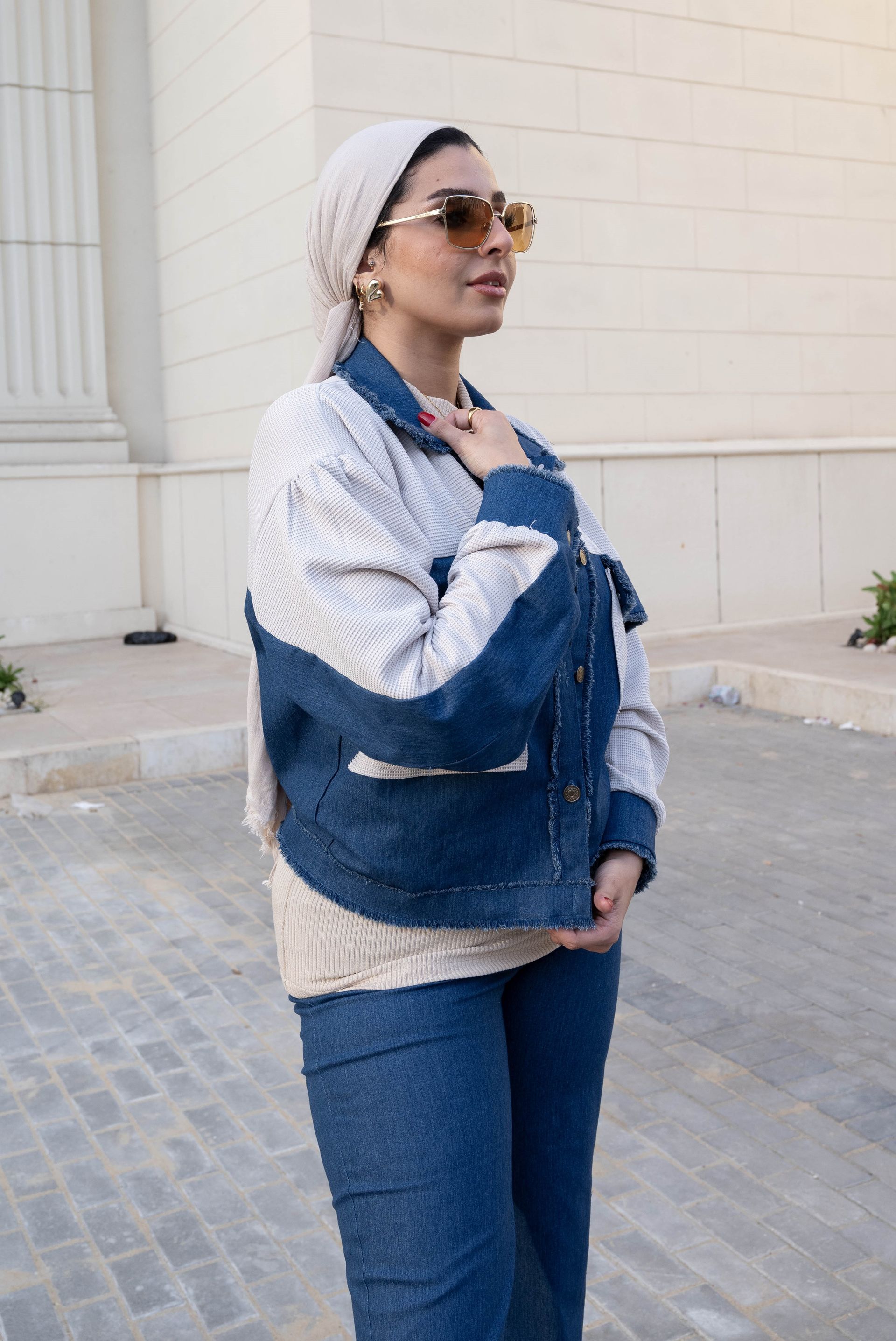 Patchy waffle light Denim Jacket