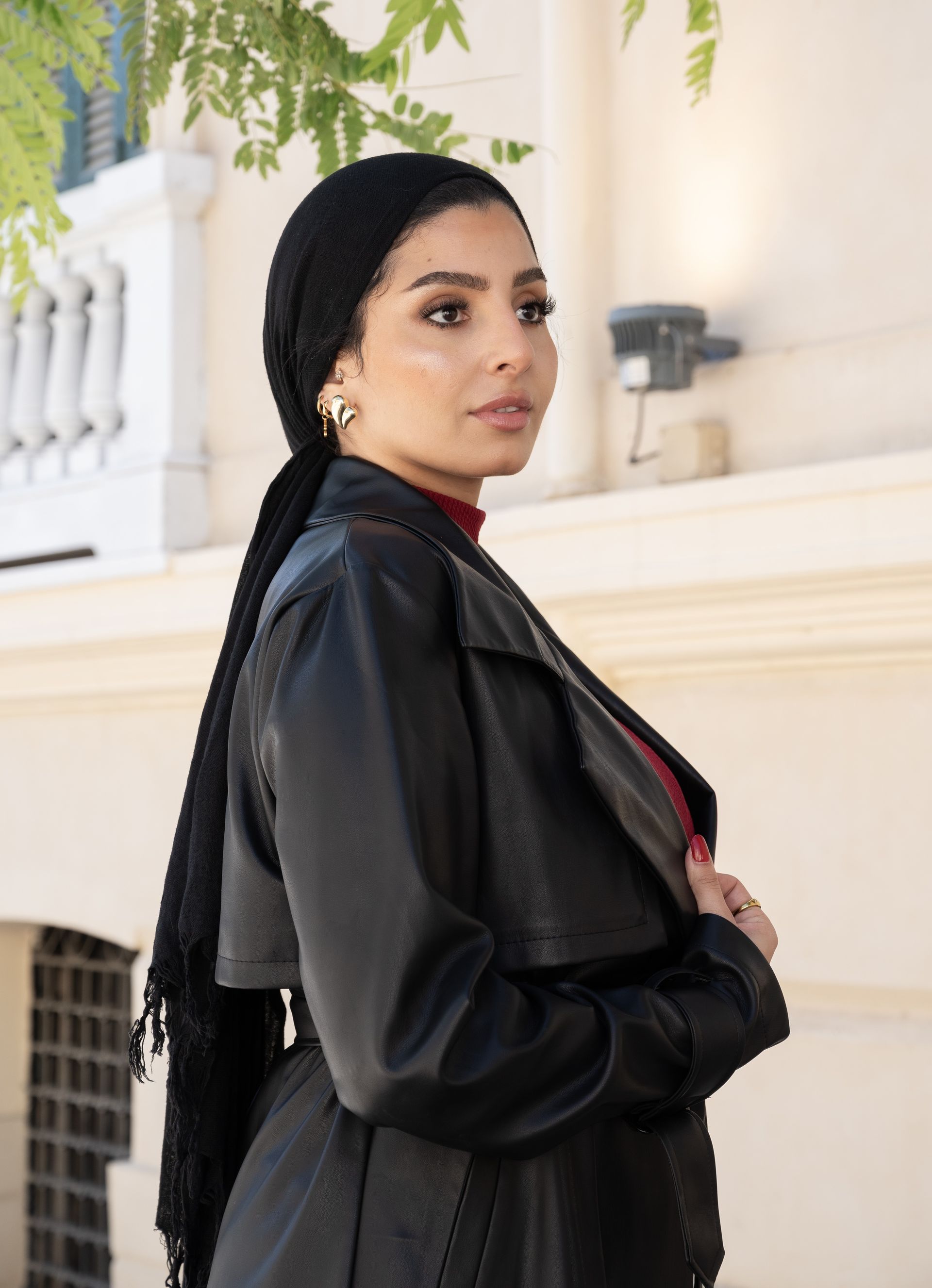 Black Leather Trench Coat