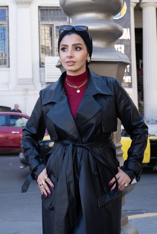 Black Leather Trench Coat