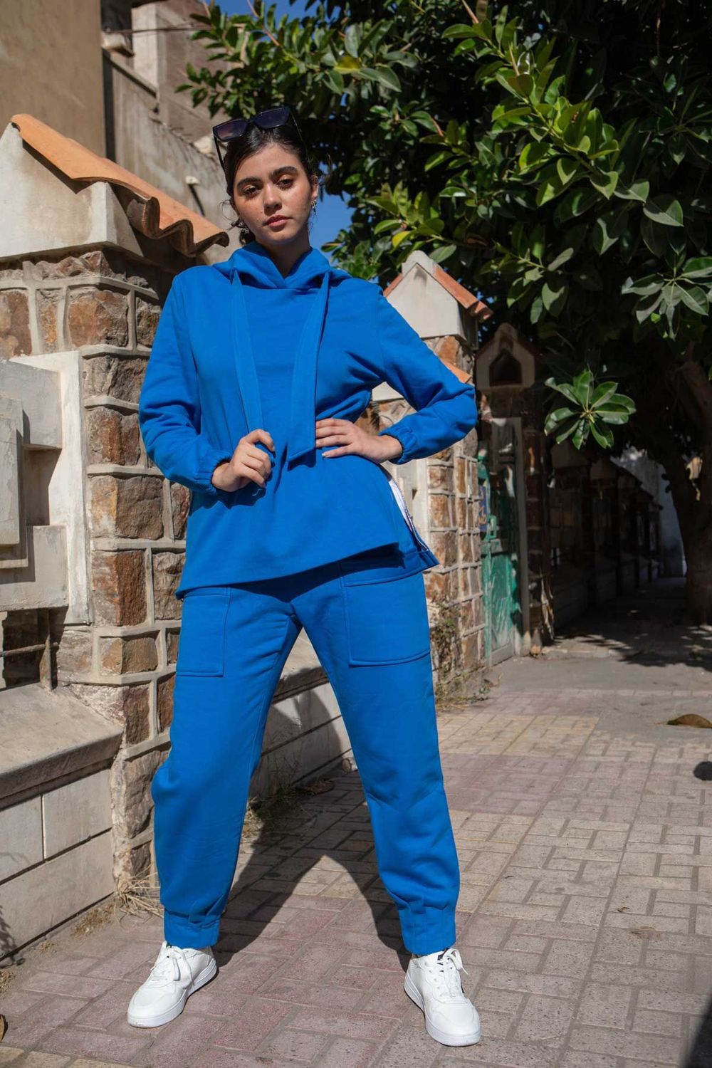 Cobalt Blue Melton Side Zipper Set