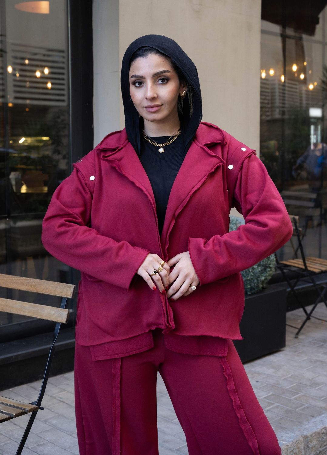 Boho Burgundy Melton 2P-Set