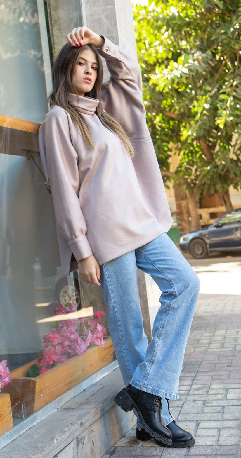 Blush Pink Suede H-neck Blouse