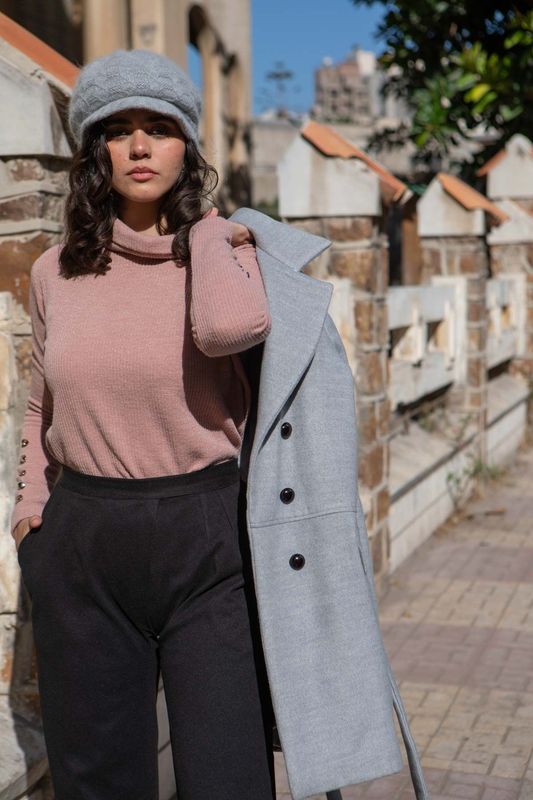 Soft Pink Ribbed Turtleneck