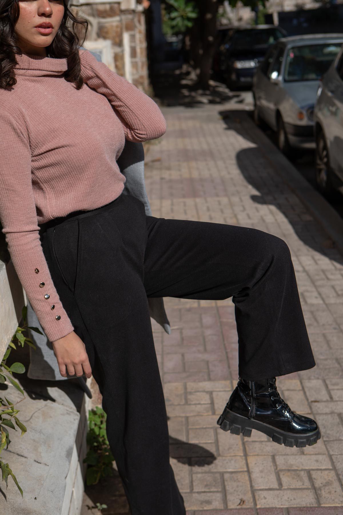 Soft Pink Ribbed Turtleneck