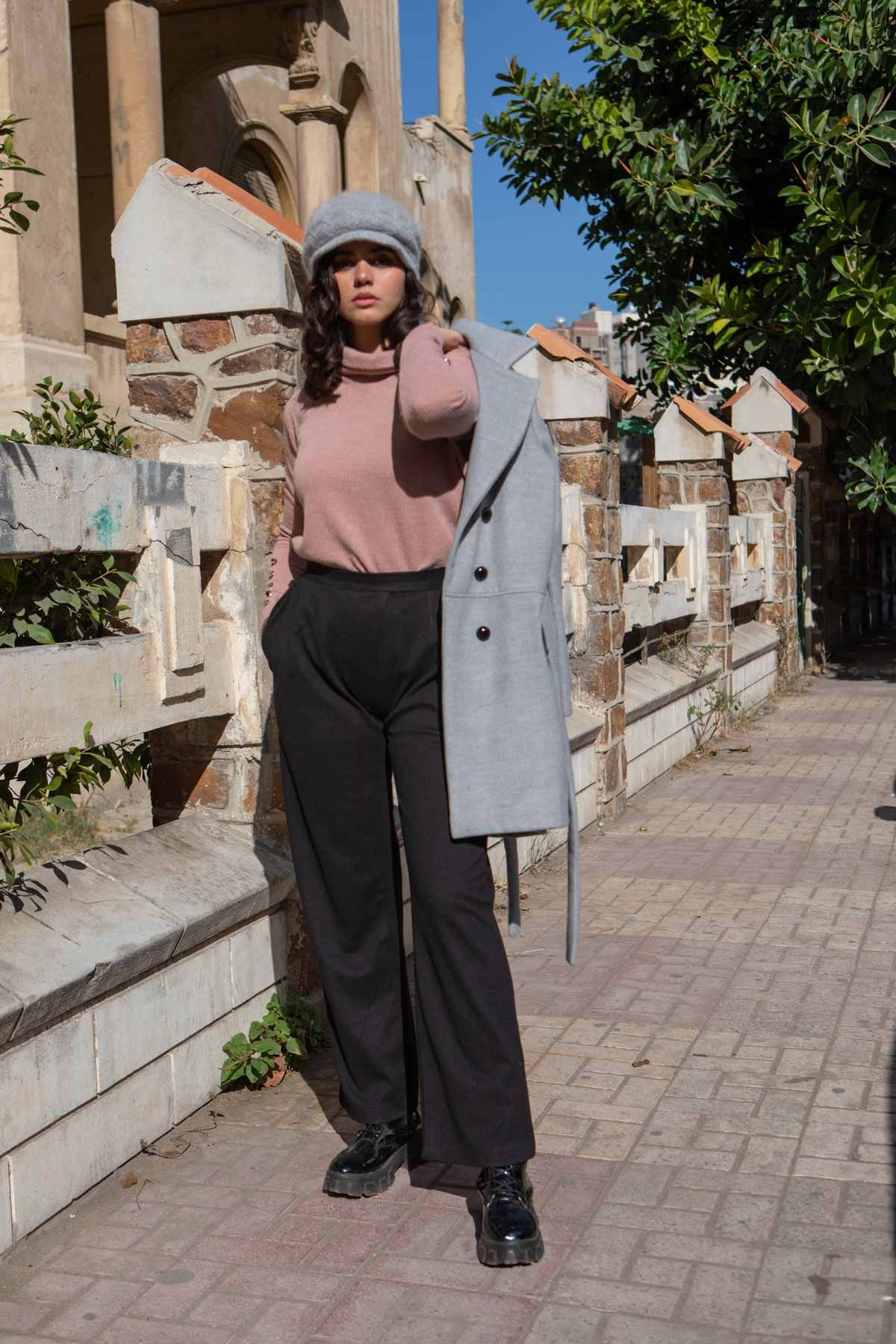 Black High-Waisted Wide-Leg Trousers