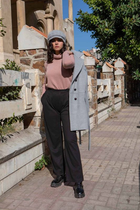 Black High-Waisted Wide-Leg Trousers
