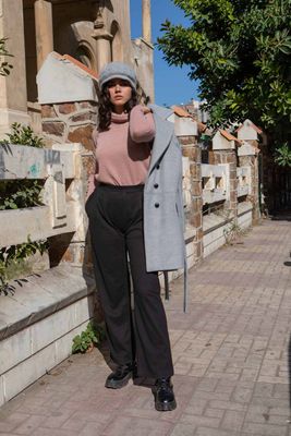 Black High-Waisted Wide-Leg Trousers