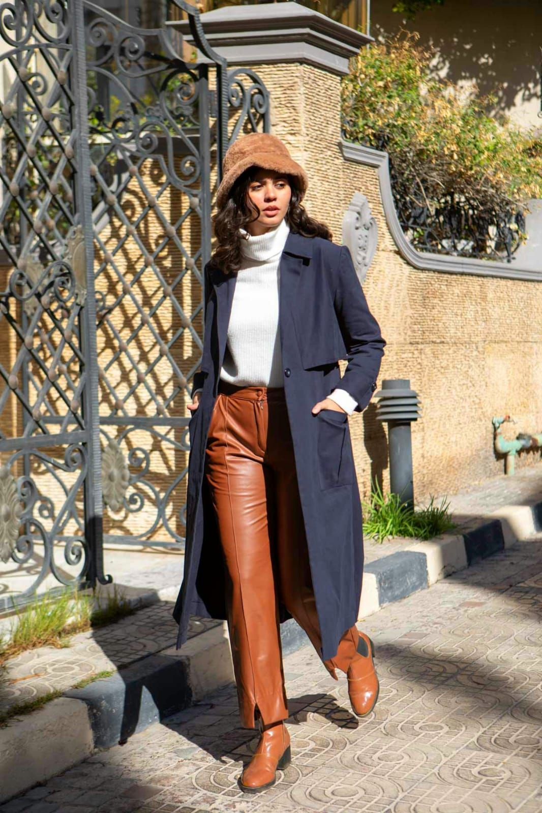 Brown Straight-Leg Pants