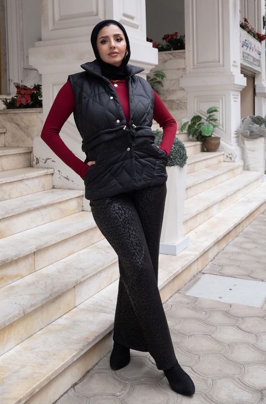 Black Suede Leopard Print Trousers Black Suede Leopard Print Trousers