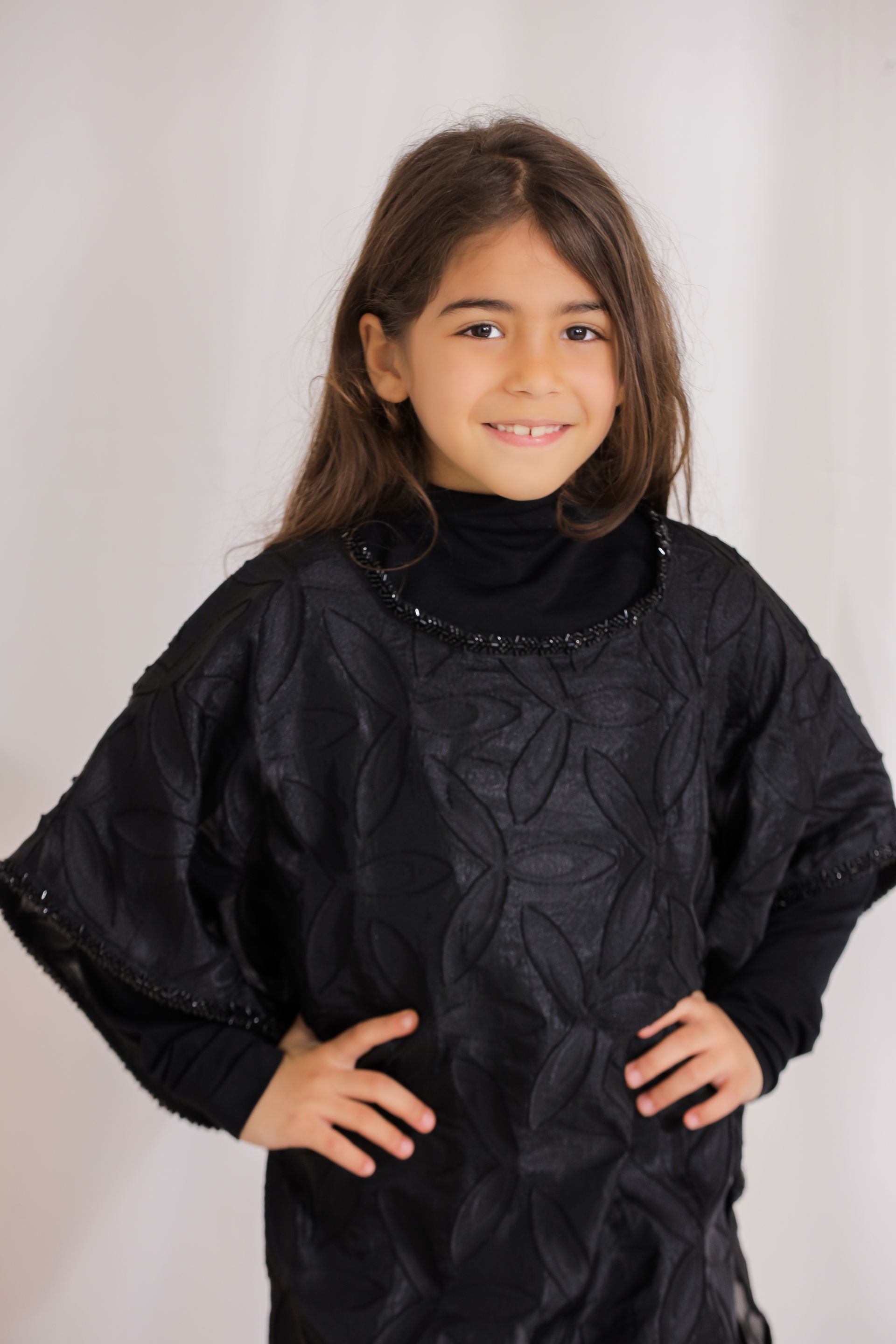 Elegant Black Floral Embroidered Kaftan