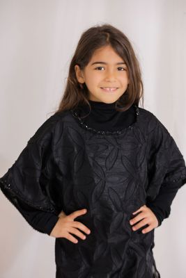 Elegant Black Floral Embroidered Kaftan