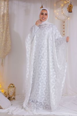 Pure White Floral Embroidered Kaftan