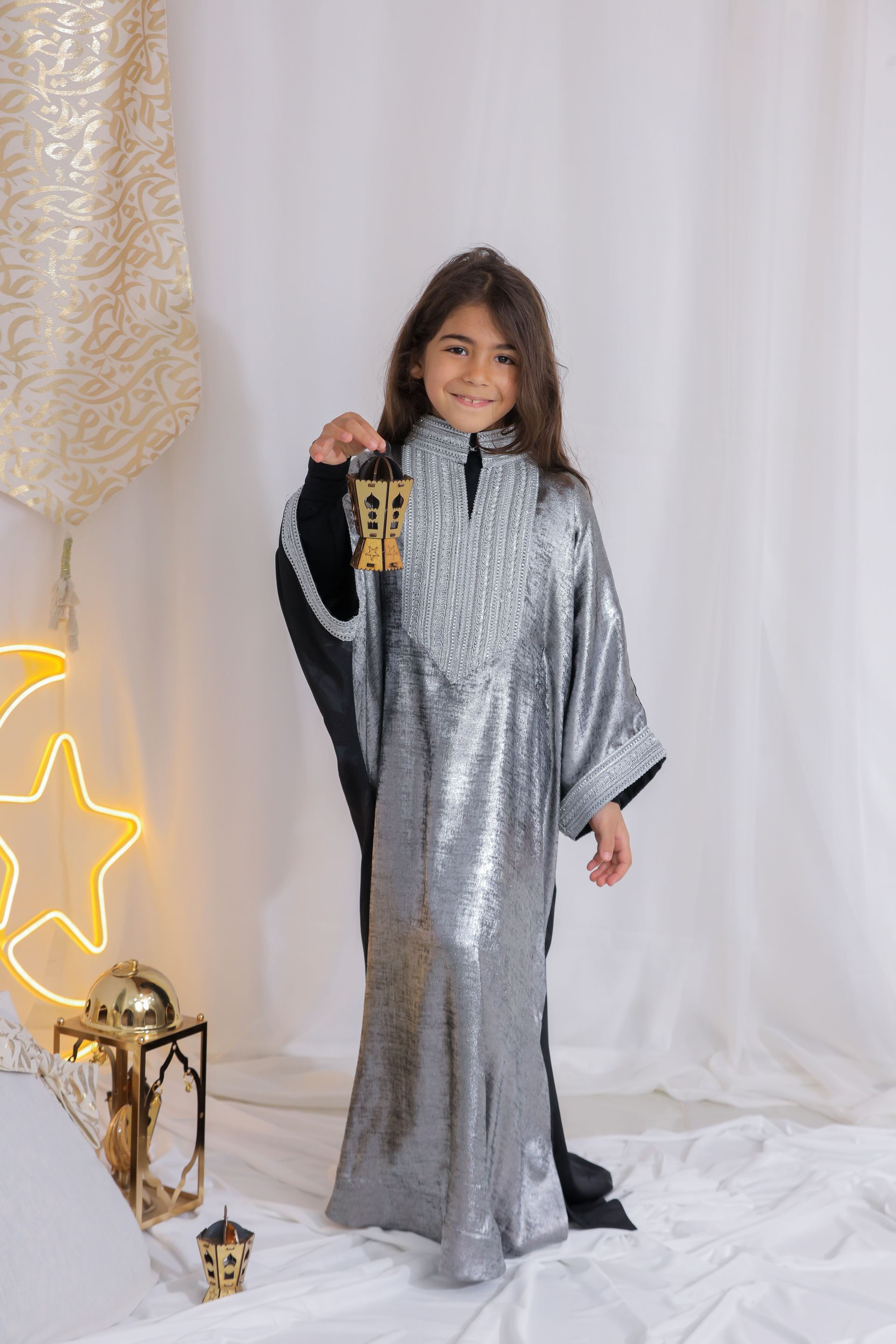 Silver Luxe Kids Abaya
