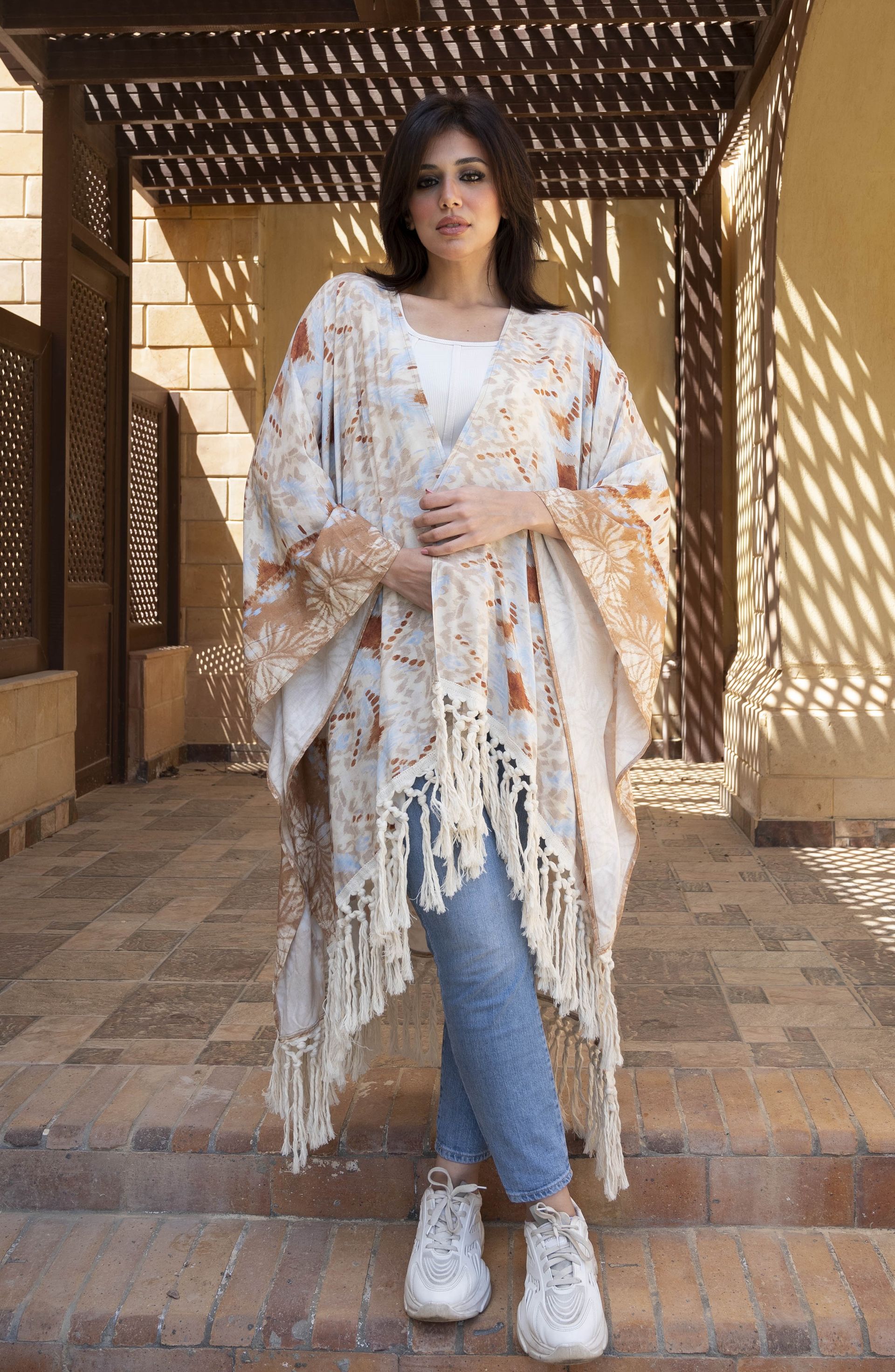 Boho Tie-Dye Fringe Cardigan