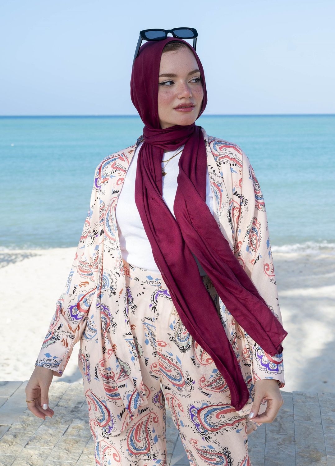 Red Blue Paisley Adorned Co-Ord Set