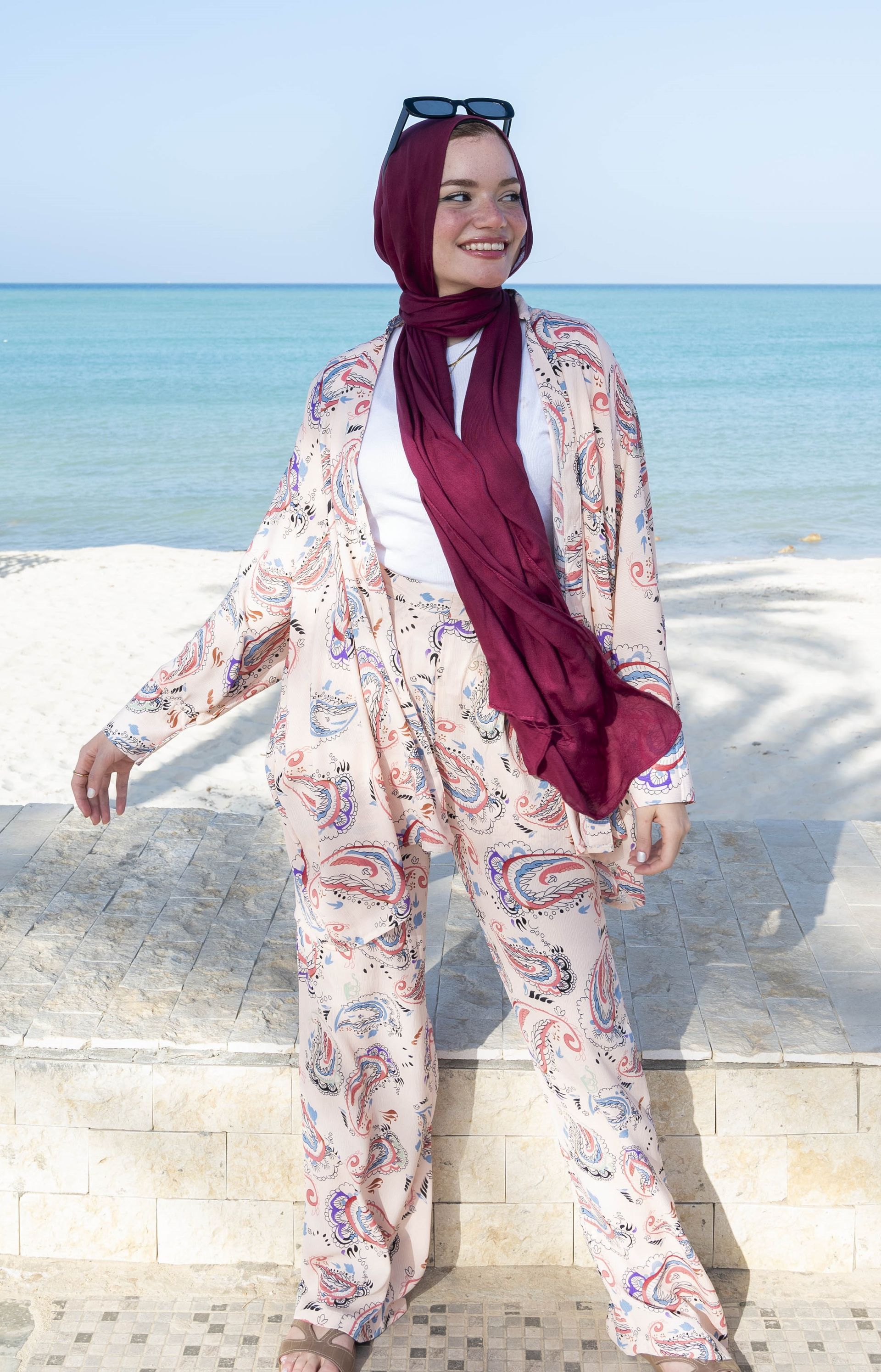 Red Blue Paisley Adorned Co-Ord Set