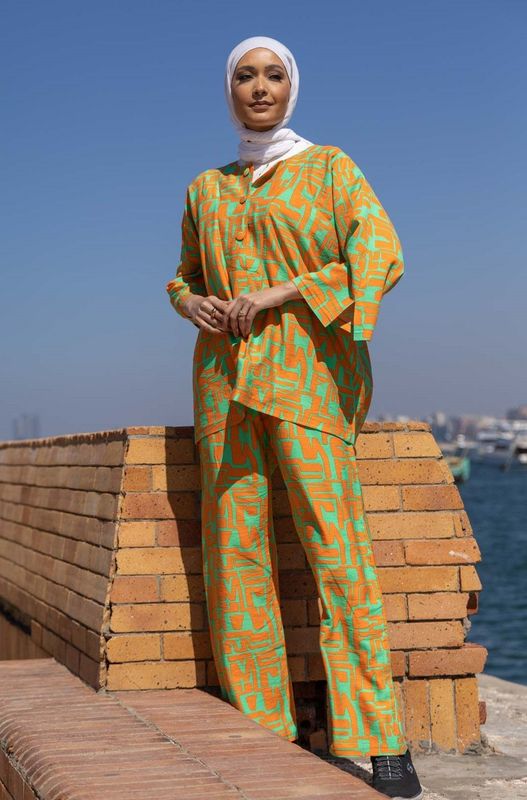 Orange Yellow Geo-Pattern co-ord set
