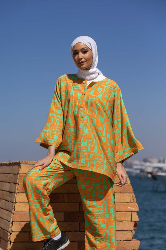 Orange Yellow Geo-Pattern co-ord set