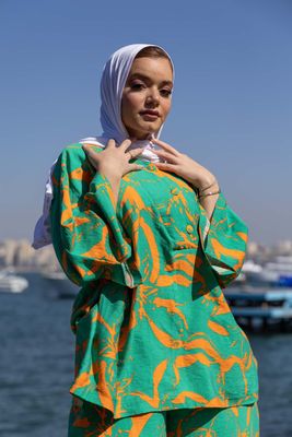 Abstract Green Orange Co-Ord Set