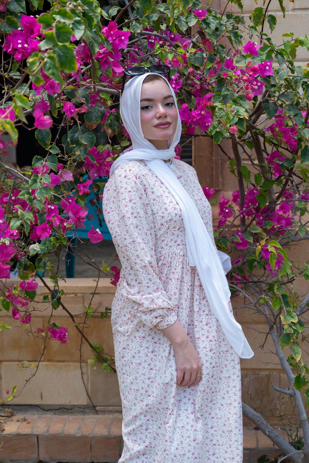 Pink Ditsy Floral Crinkle Print Dress