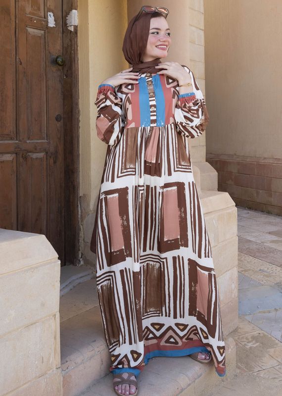 Terracotta Brushstroke Maxi Dress