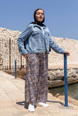 Zebra Print Wide-Leg Trousers