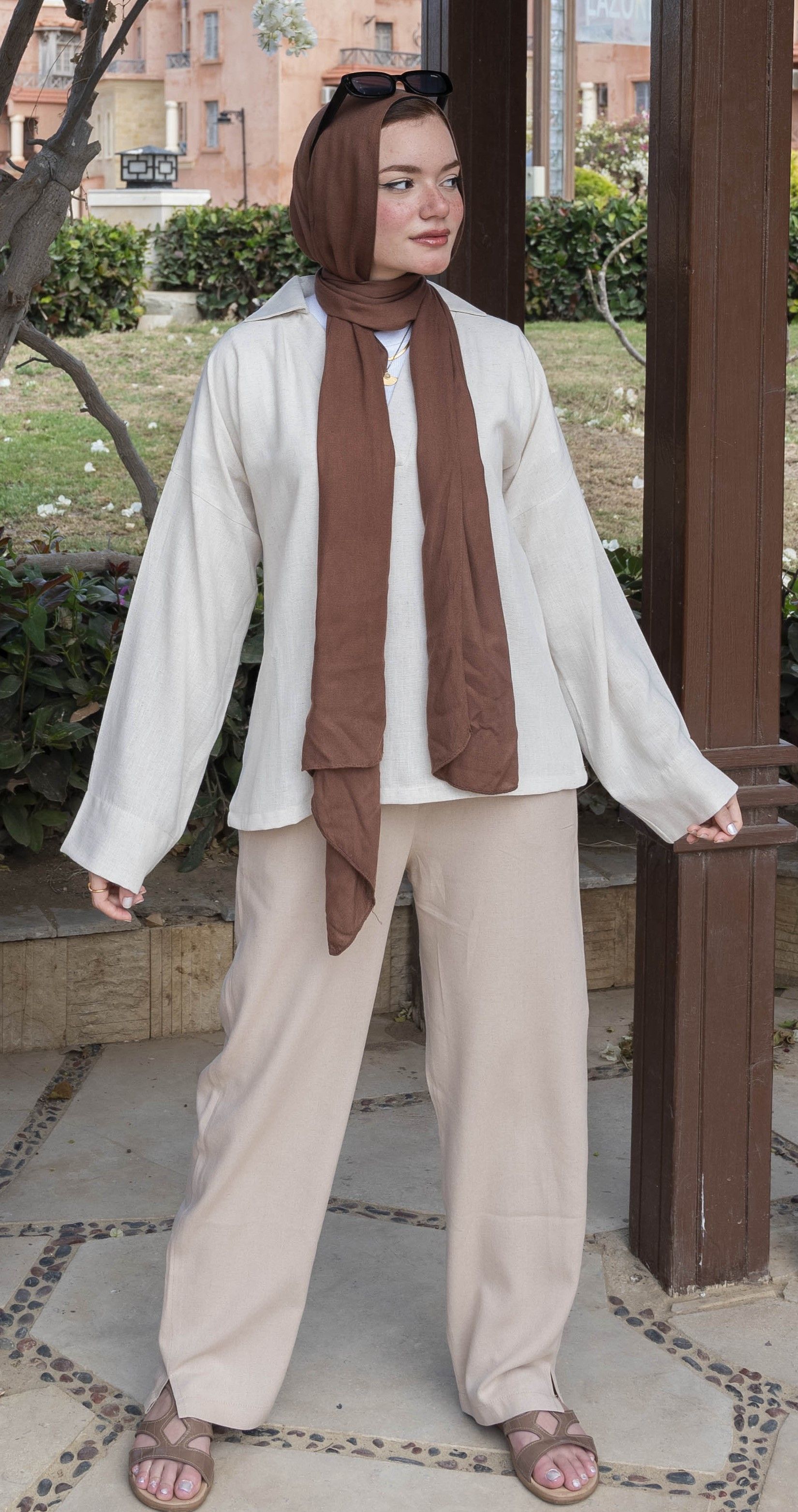 Beige Pure Linen Pants