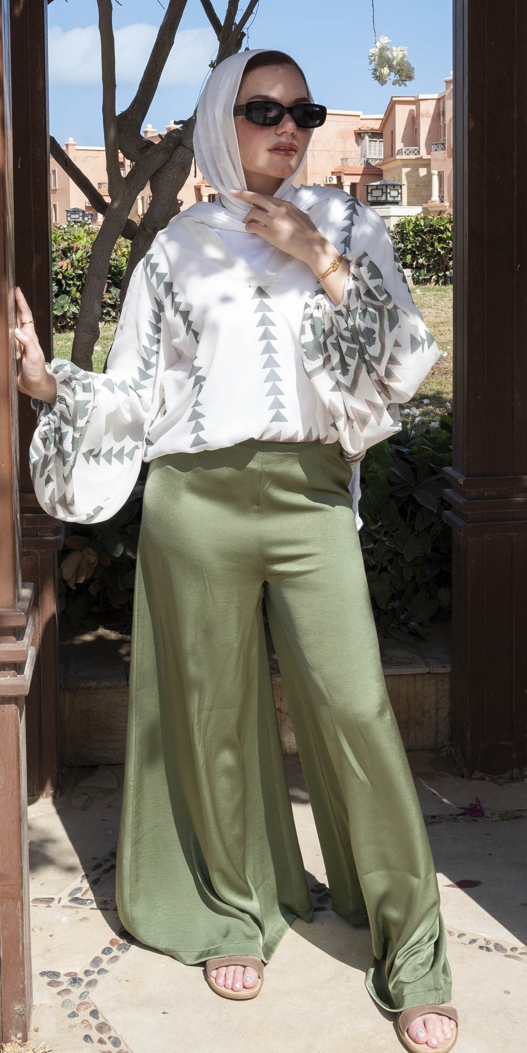 Olive Green Airflow Wide-Leg Pant