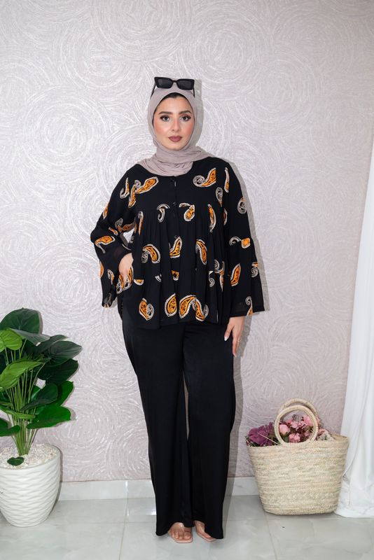 Black Flowy Wide-Leg Palazzo Pants