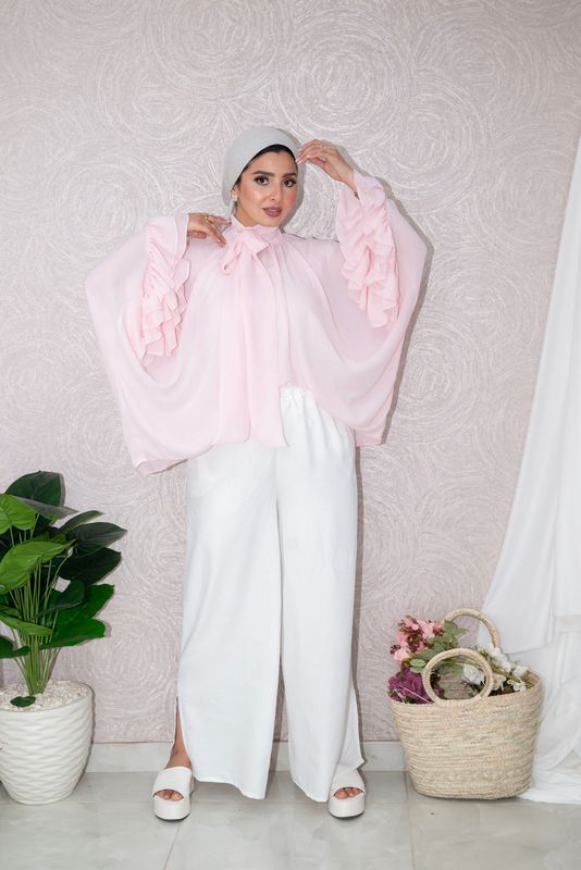 Women's White Wide-Leg Slit Hem Trousers