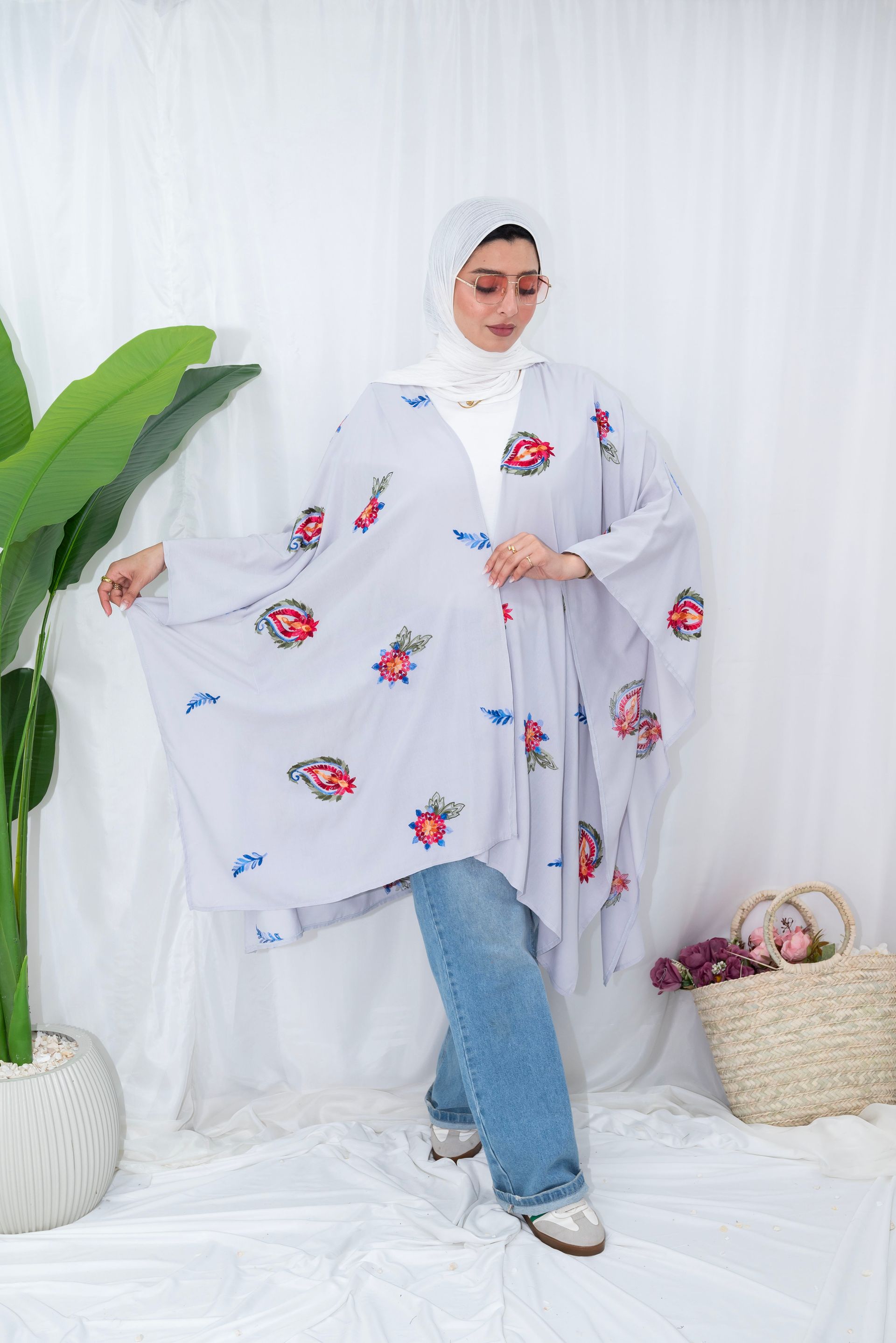 Embroidered Kimono Cardigan