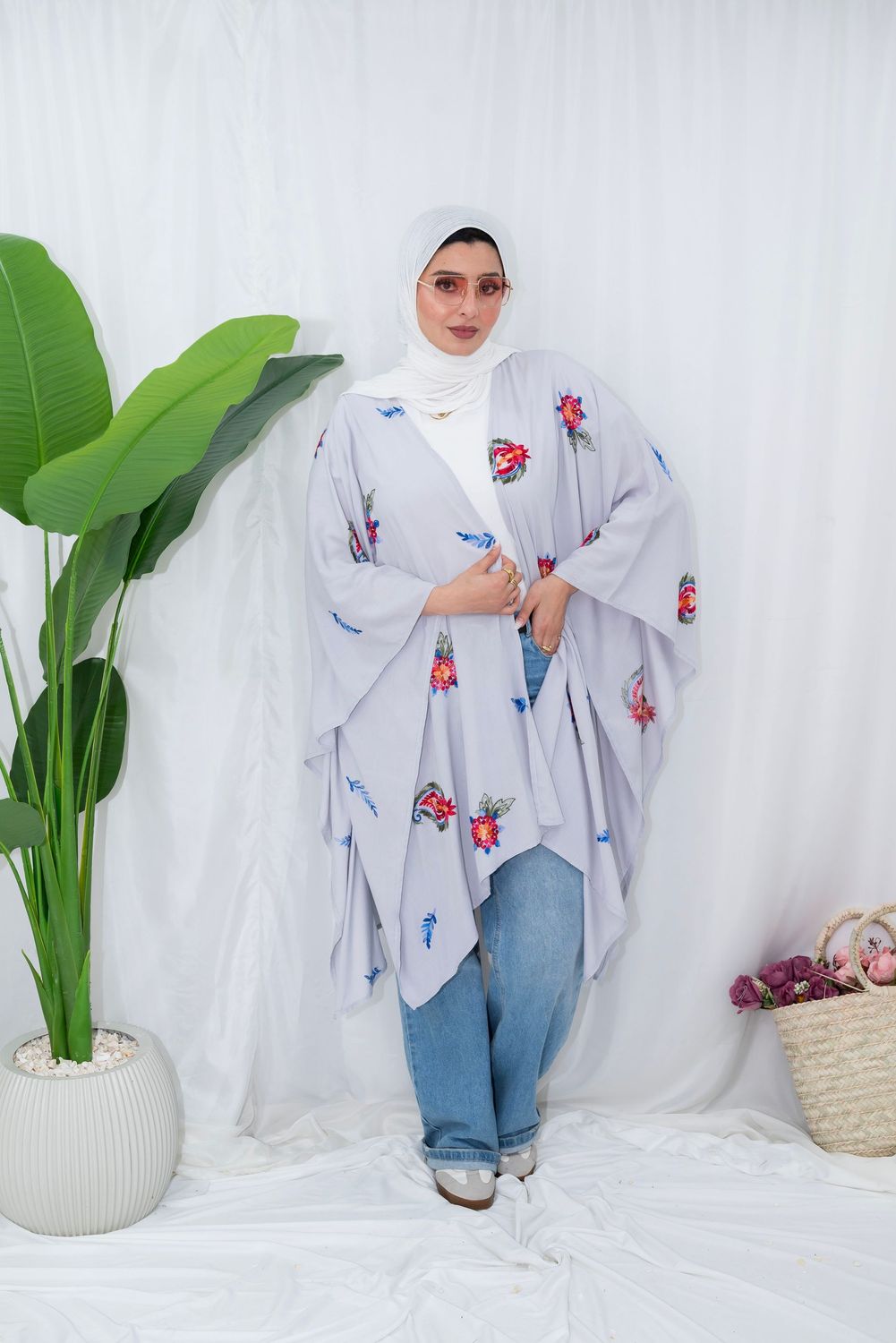 Embroidered Kimono Cardigan