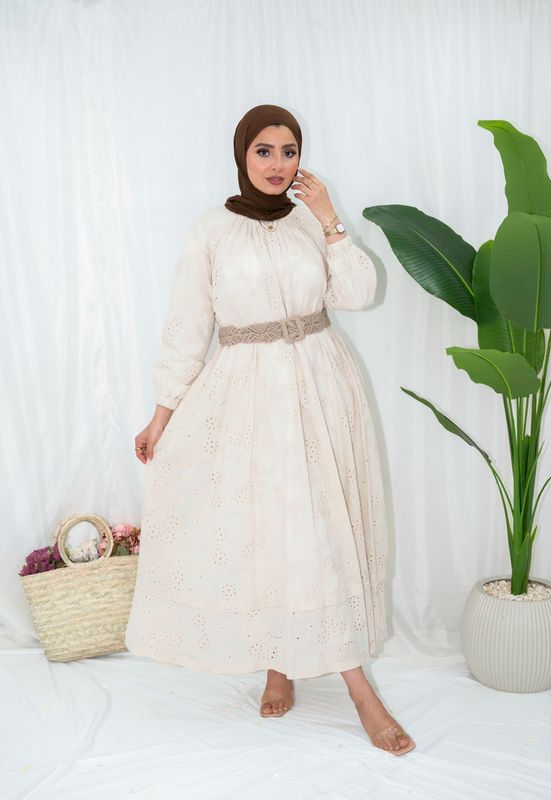 ​Embroidered  Maxi Dress with Eyelet Detailing