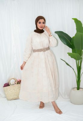 Embroidered Maxi Dress with Eyelet Detailing