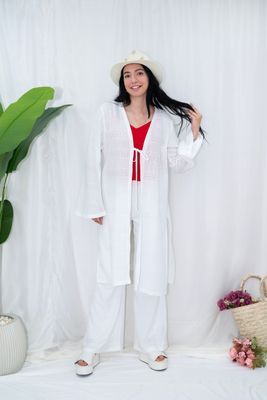 Lightweight Textured Open-Front Cardigan
