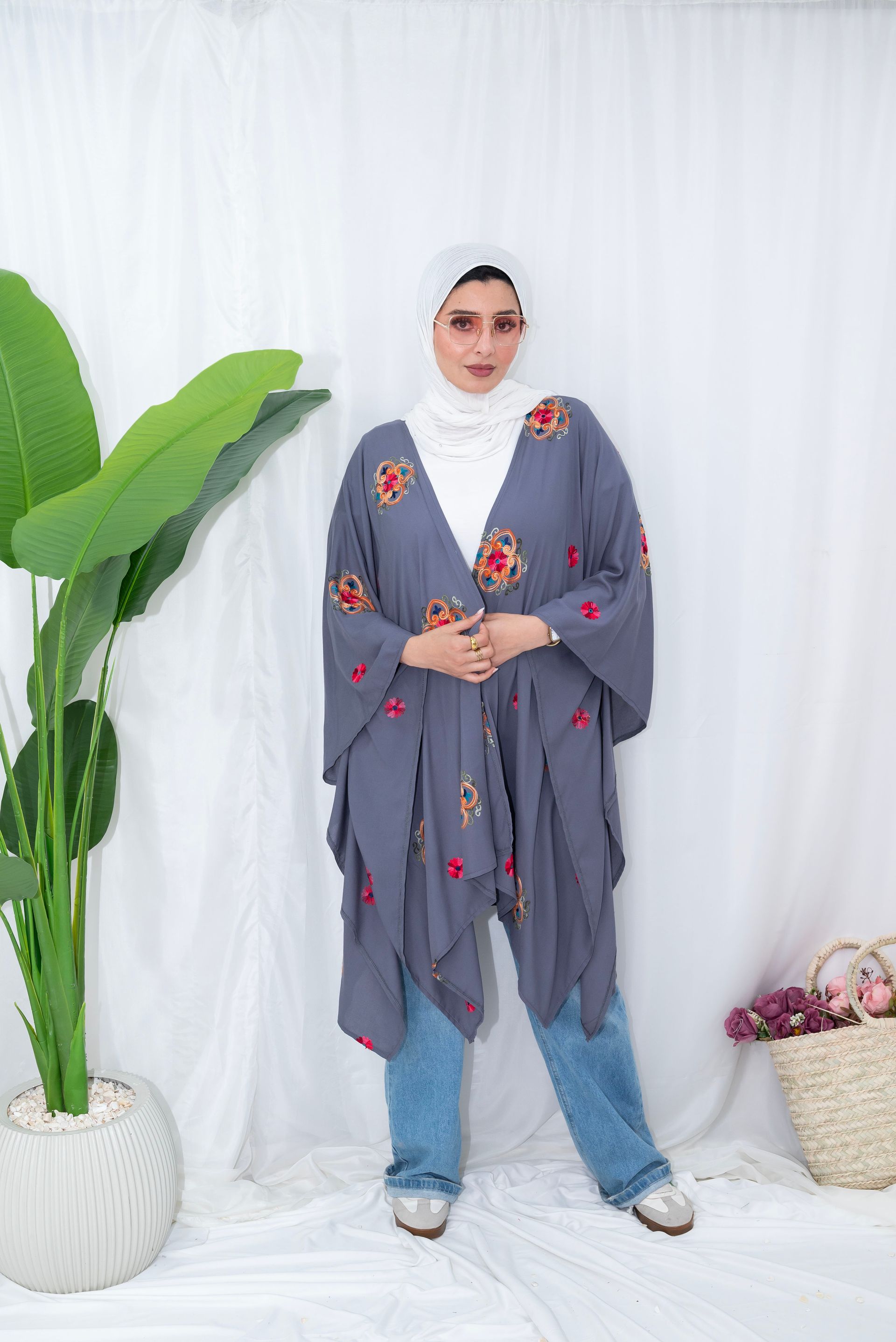 Embroidered Kimono Cardigan