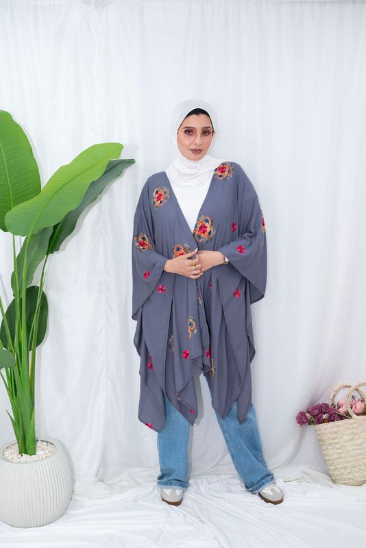 Embroidered Kimono Cardigan