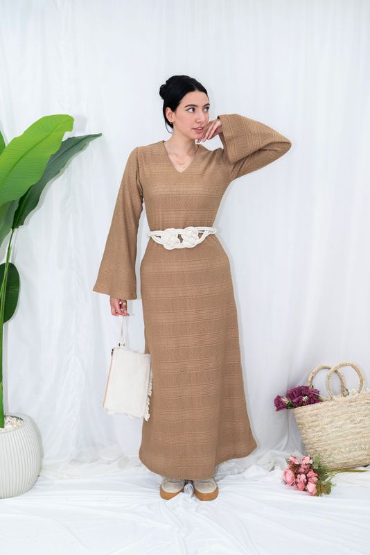Elegant Modest Textured Maxi Dress