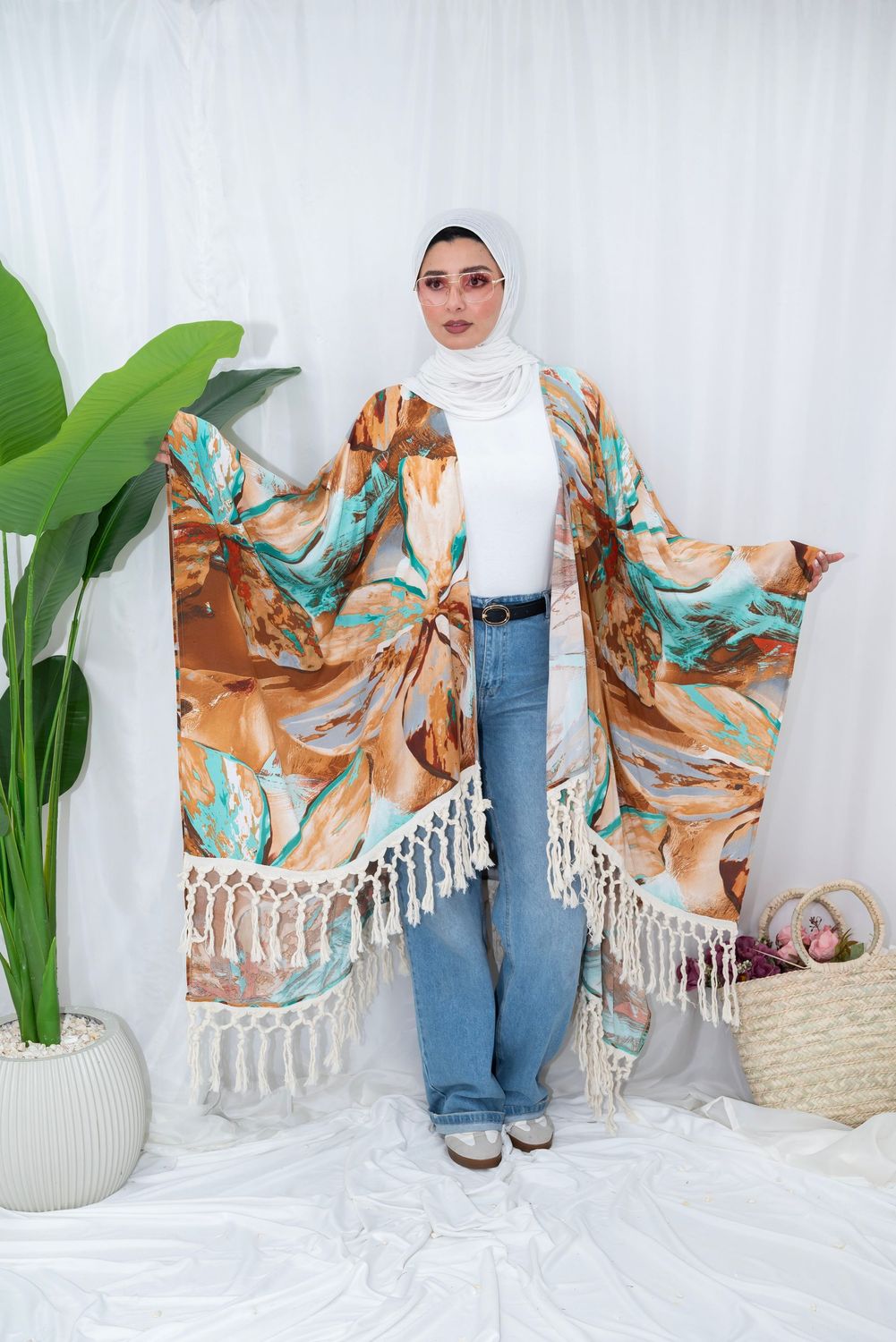 Bohemian Sunset Tassel Kimono Cardigan