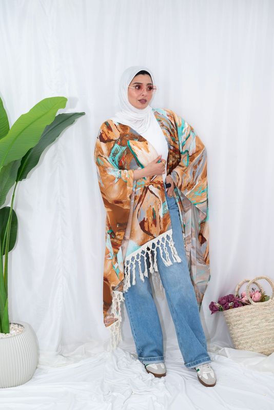 Bohemian Sunset Tassel Kimono Cardigan