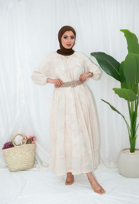 ​Embroidered  Maxi Dress with Eyelet Detailing