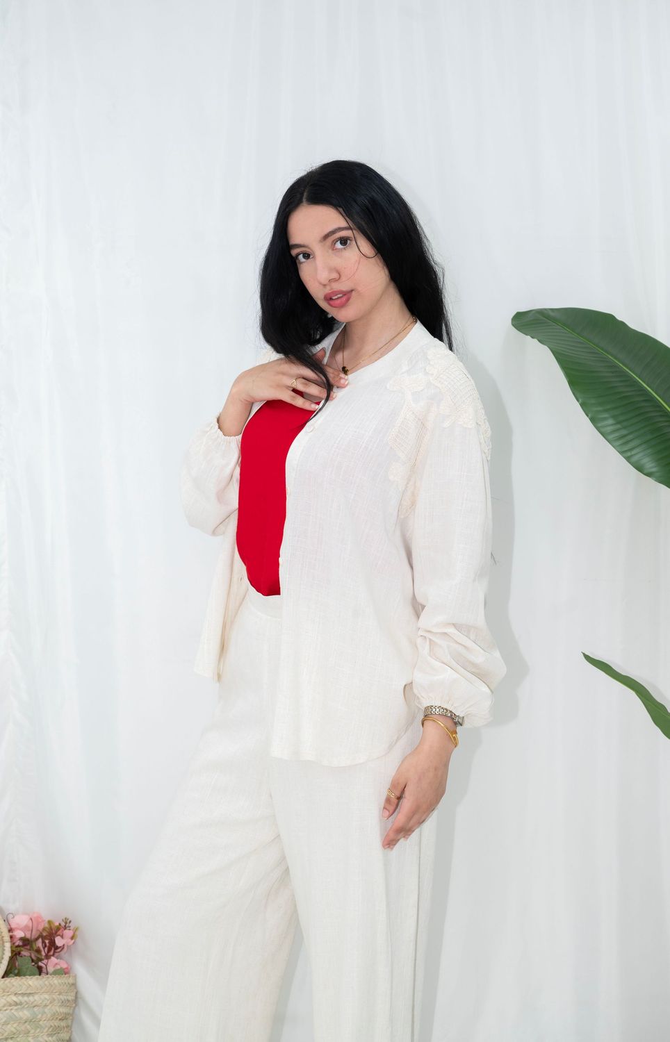 Elegant pure linen co-ord set
