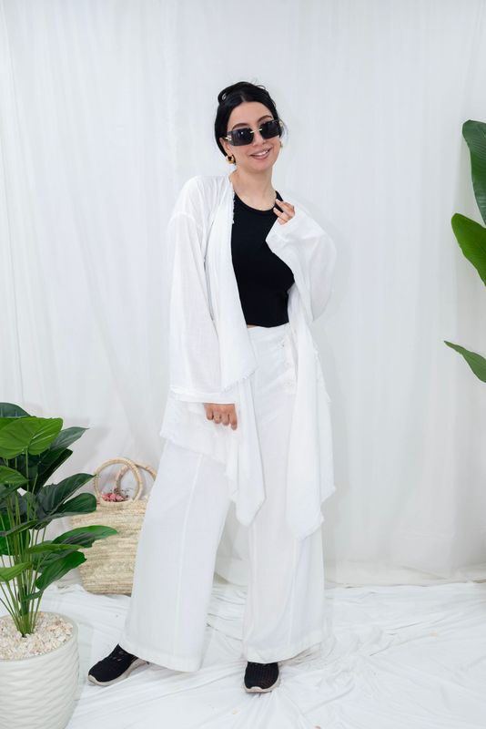Raw-Edge Layered Pure Linen Co-Ord Set