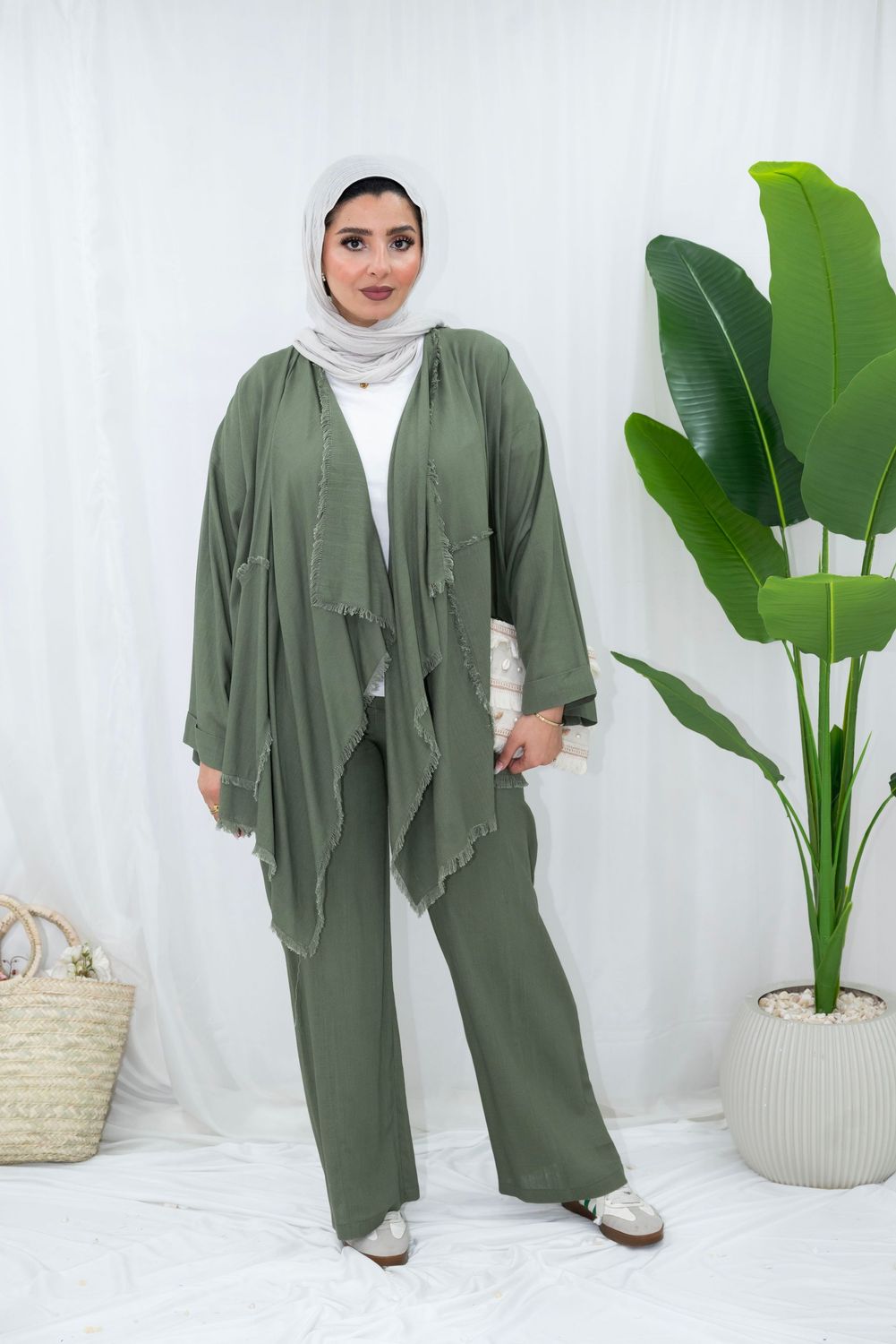 Raw-Edge Layered Pure Linen Co-Ord Set
