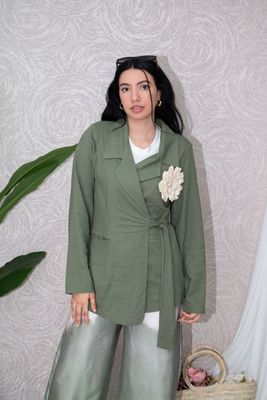Olive Green Wrap Blazer